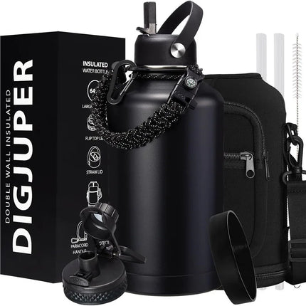 Steel Large Sports Vacuum Water Bottle Set 64oz 2L Double Wall Cooler Water Vacuum Flask With Bag