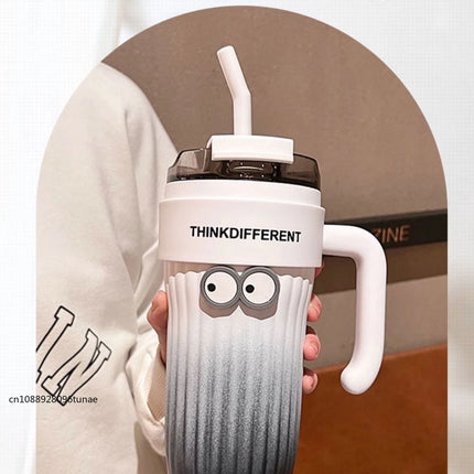 860ML Coffee Cup Outdoor Thermo Water Bottle With Straw Stainless Steel Tumbler Car Thermal Mug Keeps Cold and Heat Vacuum Flask