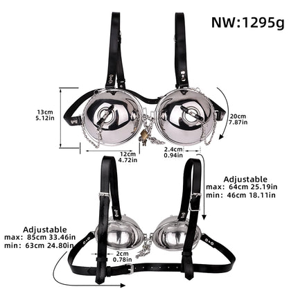QKKQ Breast Cover With Nipple Clamp Nipples Covers Female Chest Hood Harness Metal Bra Teat Clips BDSM Sex Toys For Women 18+