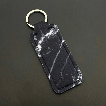 Marble Pattern Custom Keychain Women Personalize Portable Lipstick Case Cover Waterproof Lip Balm Pouch Creative Girlfriend Gift