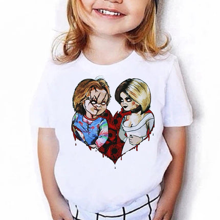 Kids Chucky Children Satan Halloween Horror Ghost Tee Manga Y2K Designer T Shirt Funny Anime Clothes Kid Girl Boy Tops Tees