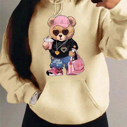 Cool Bear Sister Pattern Creative Design Women Clothes Creativity Fleece Hoodie Harajuku Pocket Pullovers Funny Autumn Hoody