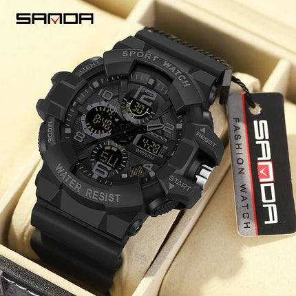 SANDA LED Digital Men Watch G Style Military Sports Electronic Double Display Date waterproof Quartz Watch Relogio Masculino