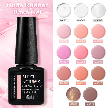 7ml Nude Rubber Base Gel Nail Polish 2 In 1 Semi Permanent Colorful Nail Art UV LED Gel For Nails Manicure Soak Off Varnishes