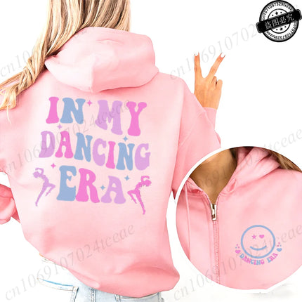 In My Dancing Era Printed Sweatshirts Women Zip Up Hoodie Sweatshirts Cozy Tops Women Hoodies Dance Girl Coats Sudadera Moletom