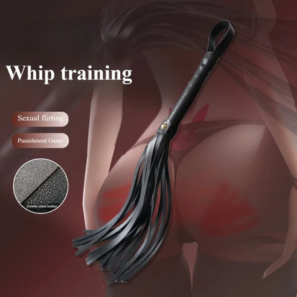 SM Leather Whip for Punishment Spanking Double-Sided Faux Leather Flogger Couple Flirting SP Tool Adult BDSM Sex Accessory