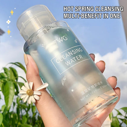 Gentle Press Pump Makeup Remover 300ml Amino Acid Cleansing Water, Deep Clean Hydrating Non-Tightening Non-Sticky Makeup Remover