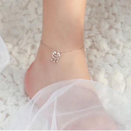 PANJBJ 925 Silver Color Mosubi Zircon Anklet For Women Girl Simplicity Retro Exquisite Jewelry Birthday Gift Dropshipping
