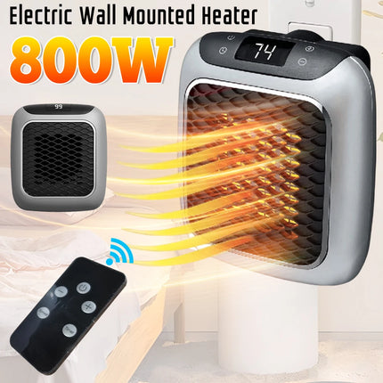 800W Electric Wall Mounted Heater Warmer 12-Hour Timer Plug In Heater Portable Heater Low Noise Heating Stove for Bedroom