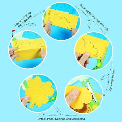 48pcs/set Paper Cuttings Toys Painting Drawing Paper Handmade Children Early Education Toy Art Supply Handicrafts Scissors TMZ
