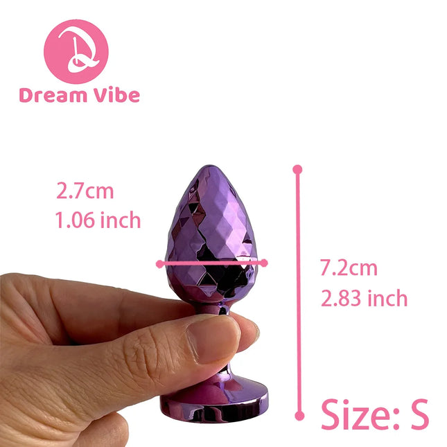 Rhombus Surface Jeweled Metal Anal Plug Shiny Purple Butt Trainer Set Backdoor Penetration Men Sex Toy Prostate Massager