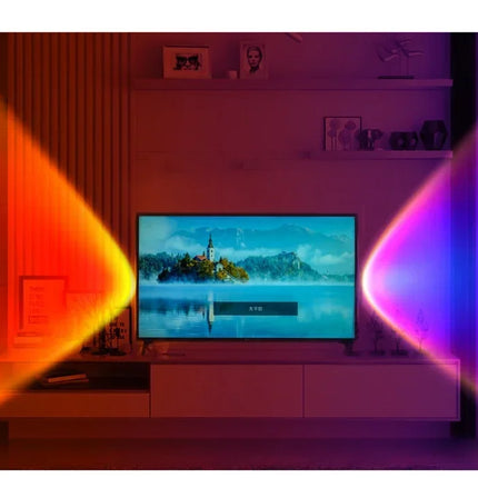 Projection Lamp USB Sunset Rainbow Atmosphere Night Light Sunset Light for Photography Selfie Coffee Store Live Wall Decoration
