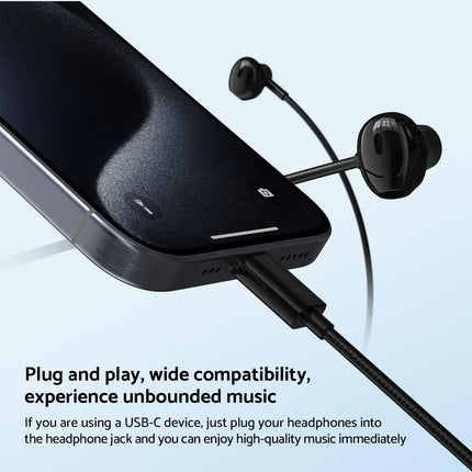 For Samsung Headphones HiFi Bass Stereo Volume Control With Mic USB Type C 3.5mm Wired Eadphone For Galaxy S25 S24 S23 S22 Ultra