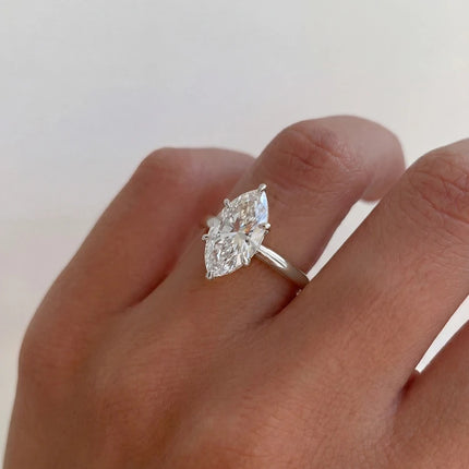 925 Sterling Silver Classic Simple 1-3 Carats Marquise Zircon Ring For Women Engagement Wedding Luxury High Quality Fine Jewelry
