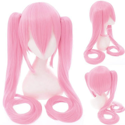 Miku Cosplay Wig 110cm Long Blue Green Double Ponytails Synthetic Fiber Hair for Anime Halloween Christmas Party