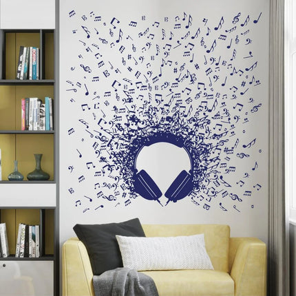 Large Headphones Music Notes Wall Sticker Children Room  Music Instrument Jazz Rock DJ Wall Decal Playroom Bedroom Vinyl Decor