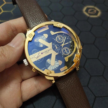 Brand Big Dial Steel Strip Dual Time Display Men Watches Chronograph Quartz Military Wristwatch Relogio Masculino Hombre Reloj