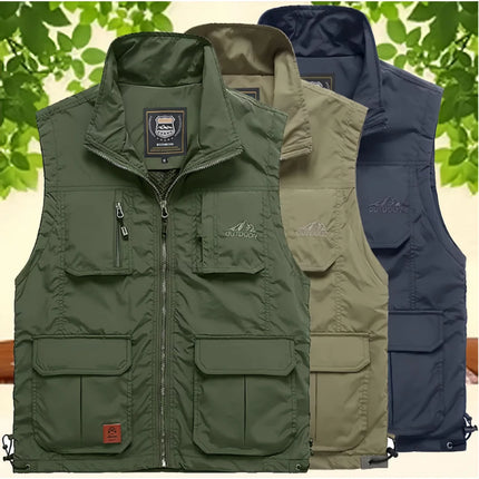 2026 Printing Logo Men's Thin Casual Vest Lightweight Breathable Outdoor Fishing Photography Multi-Pocket Comfortable Vest Top