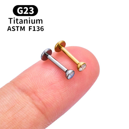 10PCS ASTM F136 G23 Titanium Piercing Labret Lip Ring Stud Earring CZ Ear Tragus Cartilage Helix Daith Pierc Jewelry 16/18/20g