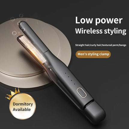 Rechargeable Slim Wireless Hair Straightener Men's short hair curling iron, dual-use for straightening and curling, mini hair st