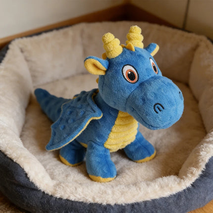 Pet Bite-Resistant Plush Interactive Toy with Sound, Cartoon Dragon Design, Suitable for Large, Medium, and Small Pets Such as Cats and Dogs, Double-Layer Fabric, Built-In Airbag