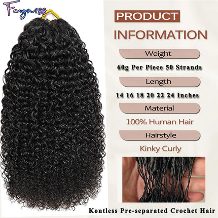 Kinky Curly Miracle Knots Human Crochet Human Hair For Braiding Boho Braids Pre-Separated Feather 100% Human Hair Extensions