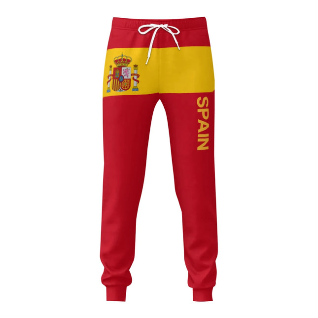 Mens Sweatpants Spain Emblem Flag Pants with Pockets Joggers Soccer Football Multifunction Sports Sweat With Drawstring