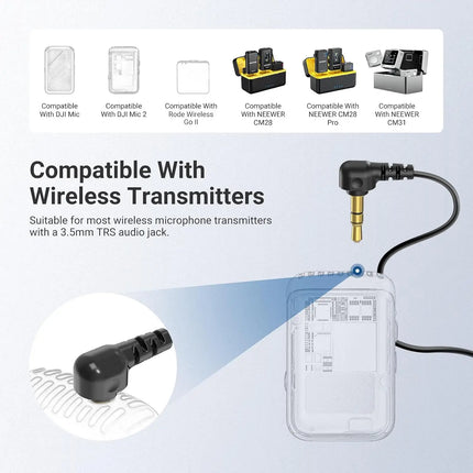 NEEWER ø9.7mm Lavalier Microphone (2 Pack), 3.5mm TRS Clip On Lapel Wired Omnidirectional Condenser Lav Mic with 1.5m Cable