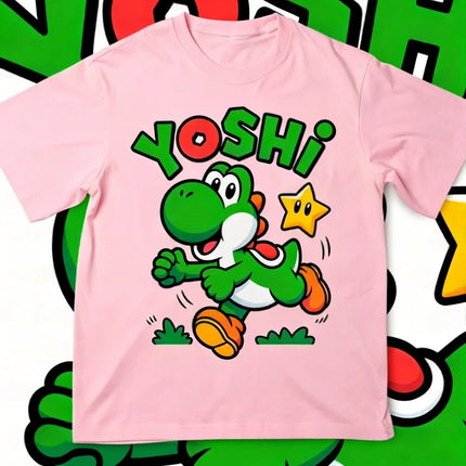 2026 Summer Boys Girls Family Kids T-shirt Tops Summer Cartoon Yoshi Men's Women's Short Sleeve T-shirt Tops