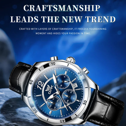 OPK 6066 Man Watch Fashion Original Business Quartz﻿ Wristwatch Waterproof Luminous Week Date Calendar Window Watch For Man
