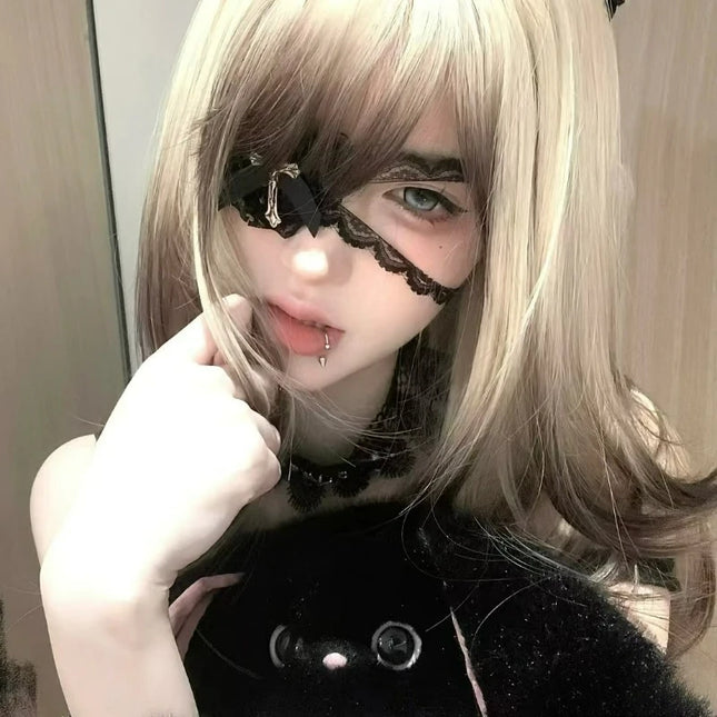 1/2Pcs Halloween Sweet Cool Punk Cross Eye Mask Lolita Dark Gothic Style Lace Bow Cosplay Accessories Women Bowknot Eye Mask