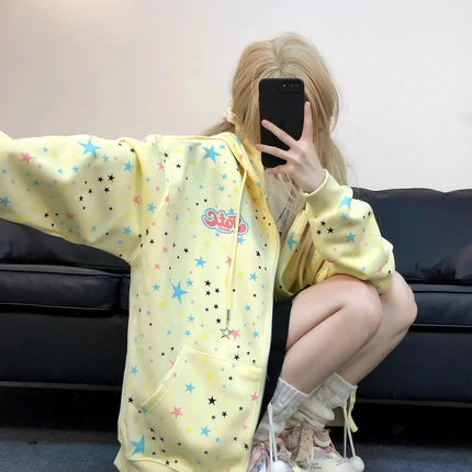 Y2k American Vintage Sweatshirts Streetwear New Spring Fashion Print Hooded Women Harajuku New Sweet Loose Casual 2000s Jacket