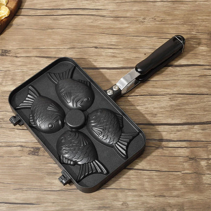 Non-Stick Taiyaki Cake Maker Four Fish Shaped Fry Pan Waffle Molds DIY Takoyaki Cake Oven Breakfast Machine Waffle Maker