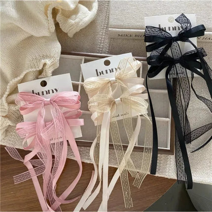 Fashion Bow Ribbon Hair Clips For Women Girls Lace Hairpins Barrettes Set Korean Bow Clips Party Hair Accessories Headwear Gifts