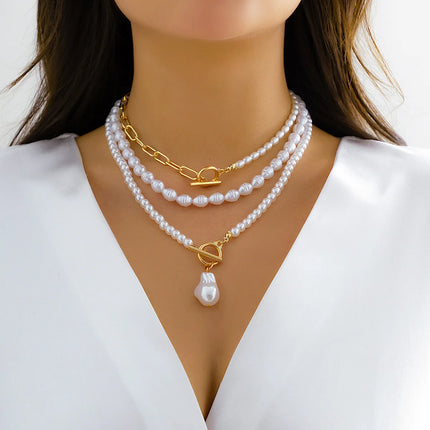 Elegant Irregular Imitation Pearl Beads Necklace for Women Vintage Party Wedding Tassels Choker Fashion Jewelry Accessories Gift