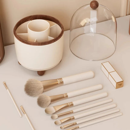 360-degree rotating dust-proof dressing table cosmetic organiser Lipstick and eyeshadow storage box Desktop pencil holder