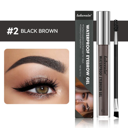Lakerain 4 Colors Waterproof Eyebrow Gel for Long Lasting, Highly Tinted Liquid Eye Brow Makeup, Sweatproof Double Head Eyebrow