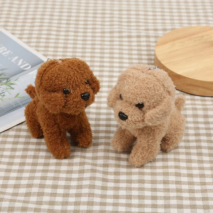 Cute Teddy Dog Plush Keychain Small Pendant Kids Toys Backpack Hangings Stuffed Animals Christmas Birthday Gifts