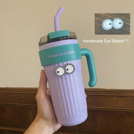 860ML Coffee Cup Outdoor Thermo Water Bottle With Straw Stainless Steel Tumbler Car Thermal Mug Keeps Cold and Heat Vacuum Flask