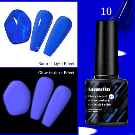 Faandin 7ml 1 Bottle, Trendy, Colorful, Luminous Gel Nail Polish, a Must-Have Item for Proms, Nightclubs, and Parties, a Halloween Essential, Durable, Strong, Not Easy to Fade, Easy to Apply, Removable Fluorescent Nail Polish