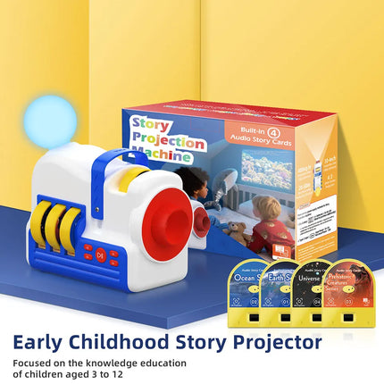 Story Projection Machine Early Education Puzzle Development Built-in 4 Audio Story Cards  Projector Torch Baby Toy Children Enli