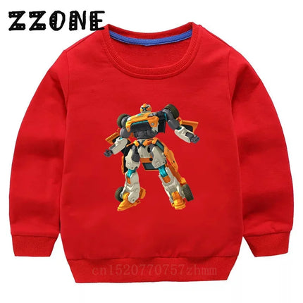 Kids Sweatshirts Tobot Evolution Transformer Robot Car Print Funny Children Hoodies Casual Baby Pullover Tops Girls Boys Clothes