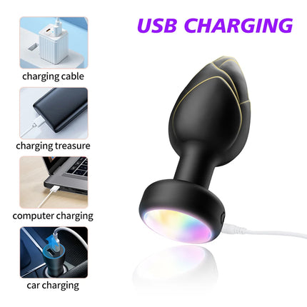 LED Colorful Light Butt Plug for Women Men Anal Plug Vibrator Wireless Remote Control Buttplug Prostate Massager Adults Sex Toys