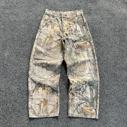Y2K Retro zip up Hoodie Men Camouflage Pattern zipper Sweatshirt High Street Hip Hop Streetwear Oversized Unisex Camo Hoodie