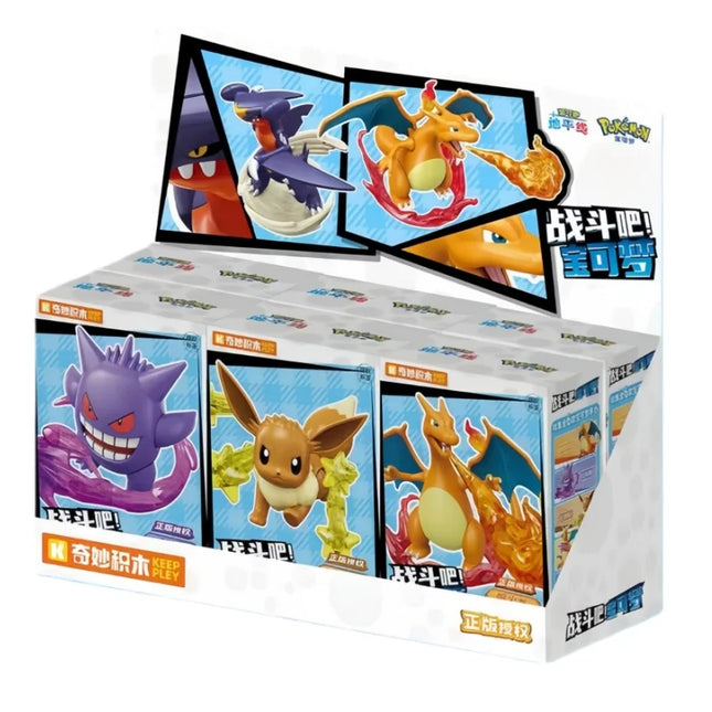 Keeppley Pokemon Fight! Serie Building Block Toys Dragonite Garchomp Gardevoir Charizard Gengar Eevee Action Assembly Model Toys