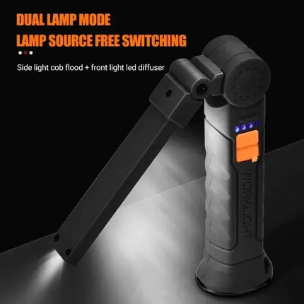 Rechargeable LED Flashlight 4lighting Modes Work Light with Tail Magnet Torch Hook Tent Light for Outdoor Camping Lantern