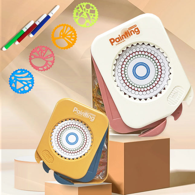 Drawing Art Spirograph Set, Fun Shapes Classic Gear Design Drawing Toys Pink and Blue For Kids 8+ Some Parts are Sent Random