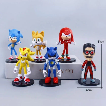 Sonic Figures 6pcs Set 8.5-11cm - Shadow Tails PVC Toys Gift / Sonic Figurines 6pcs 8.5-11cm - Shadow Tails Toys