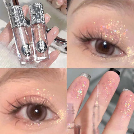 Liquid Eyeshadow Pearlescent Shimmer Long Lasting Monochrome Pearly Fine Sparkling Sequins Eye Shadow Highlighter Quick Drying