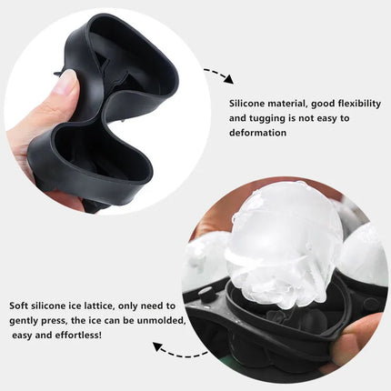 Tray Easy to Take Out Suitable for Whiskey Party Supplies Silicone 3D Balls Skull Diamond Shaped Ice Mold Reusable Ice Cube Mold